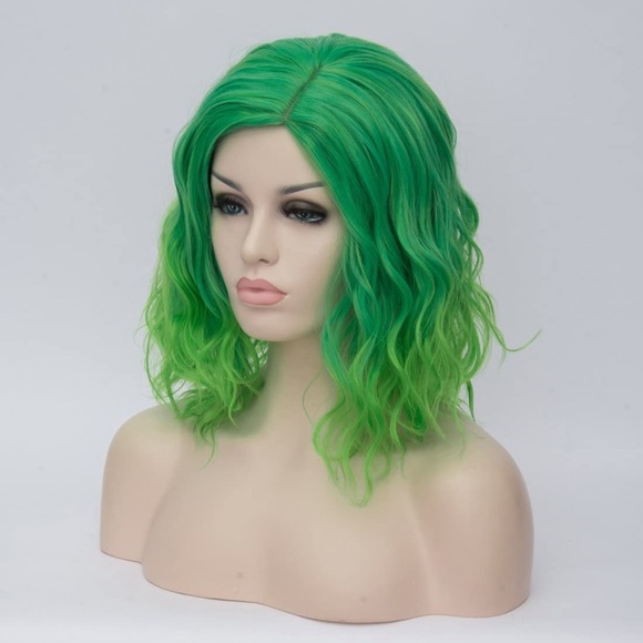 Green Short Curly Full Head Wig - Picture 6 of 6